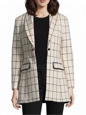 Becken Virgin Wool Windowpane Plaid Coat / Jacket - Size 4